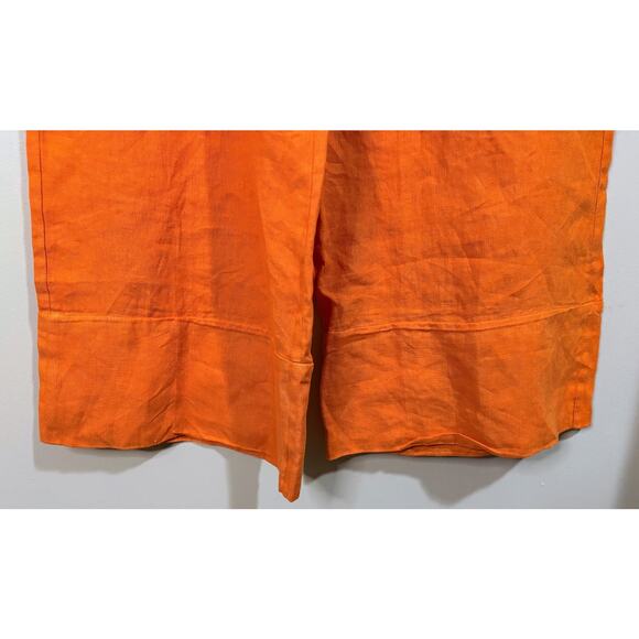 Zara Women's Orange Linen Wide Leg Pull on Pants Size Medium - Picture 2 of 7